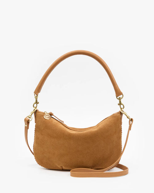 Clare V. Petit Moyen Messenger in Caramel Suede w/ Whipstitch