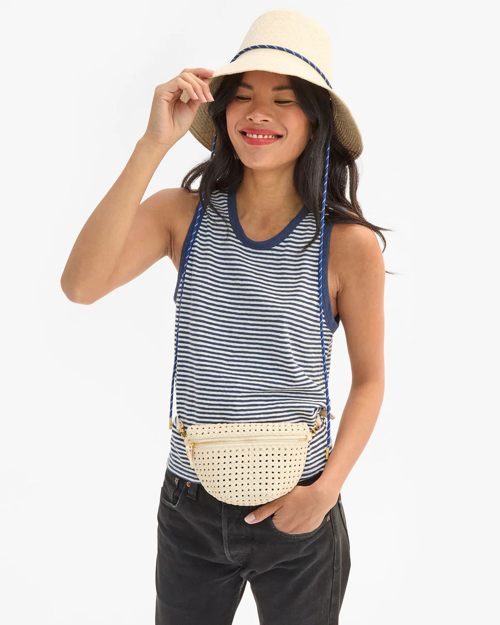 Clare V. Petite Fanny Rattan in Cream