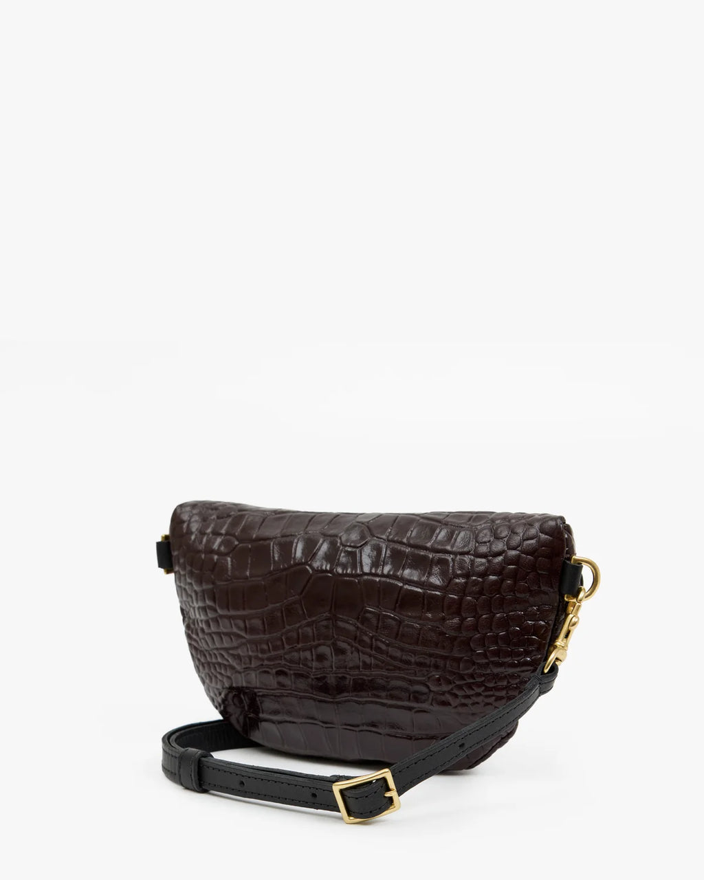 Clare V. Petite Fanny Roma Croco Bag in Mahogany