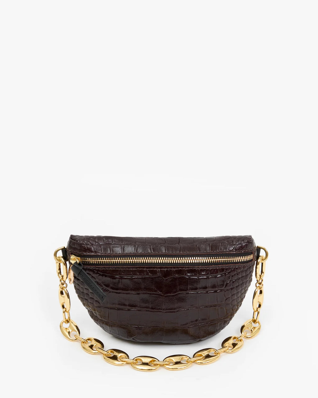 Clare V. Petite Fanny Roma Croco Bag in Mahogany