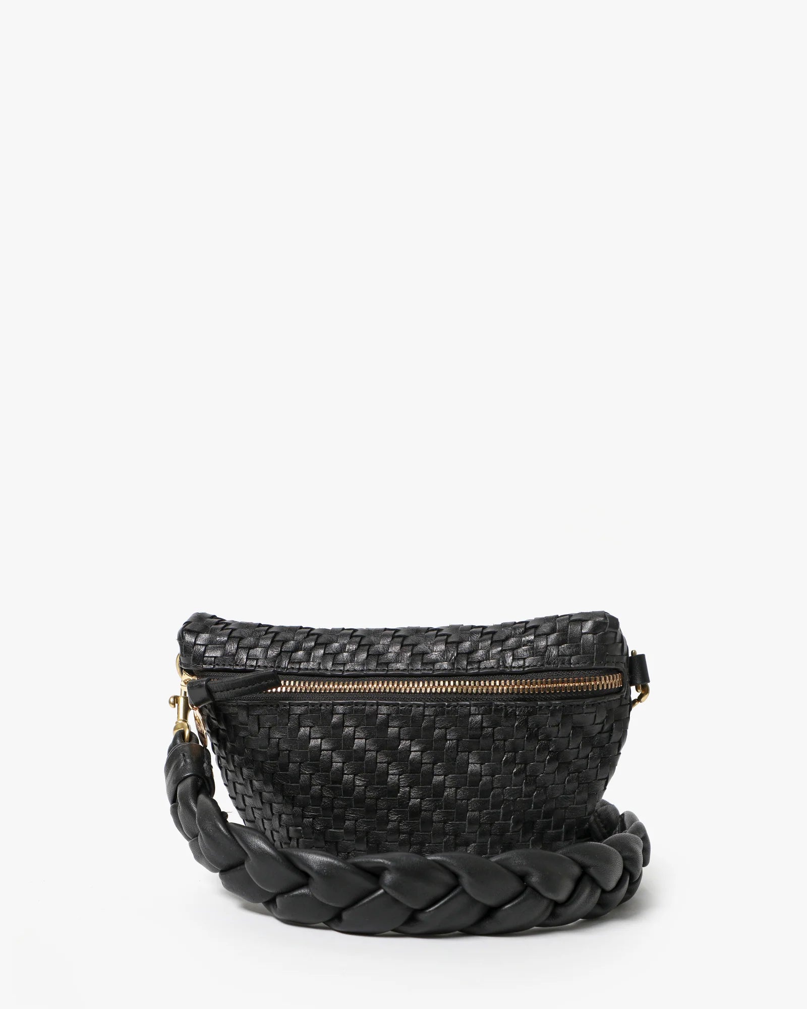 Clare V. Petite Fanny Woven Zig-Zag in Black