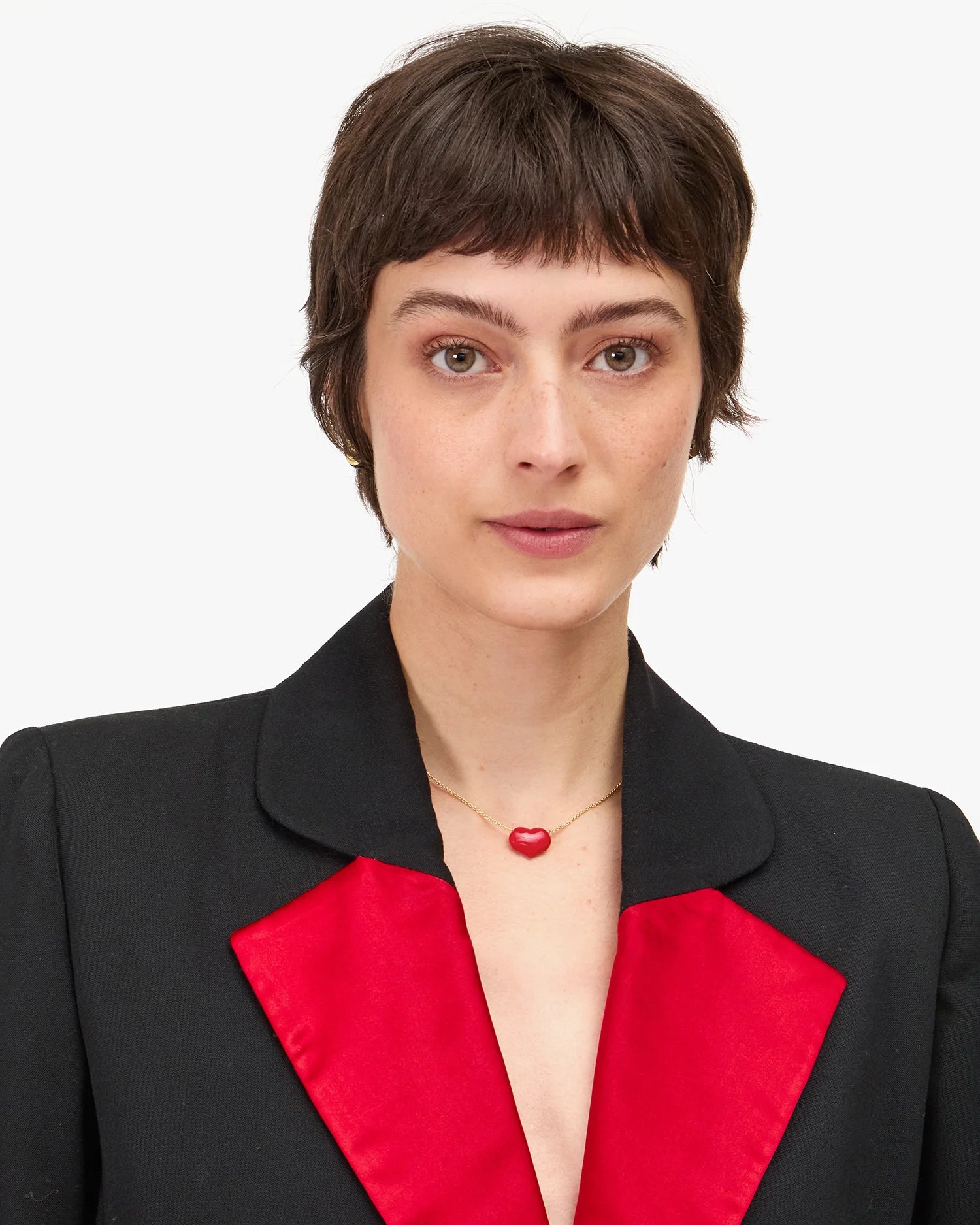 Clare V. Petite Mylar Heart Necklace in Poppy