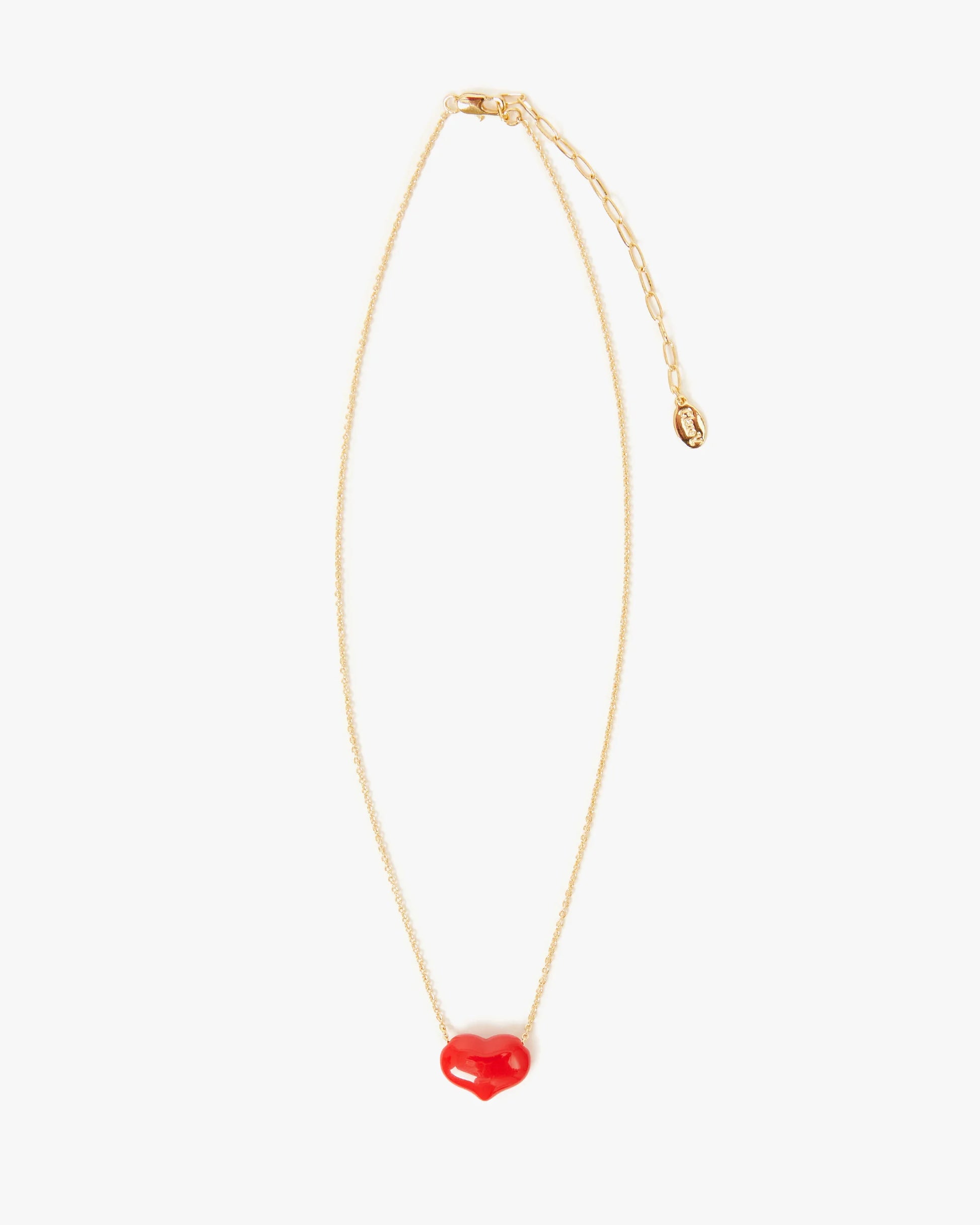Clare V. Petite Mylar Heart Necklace in Poppy