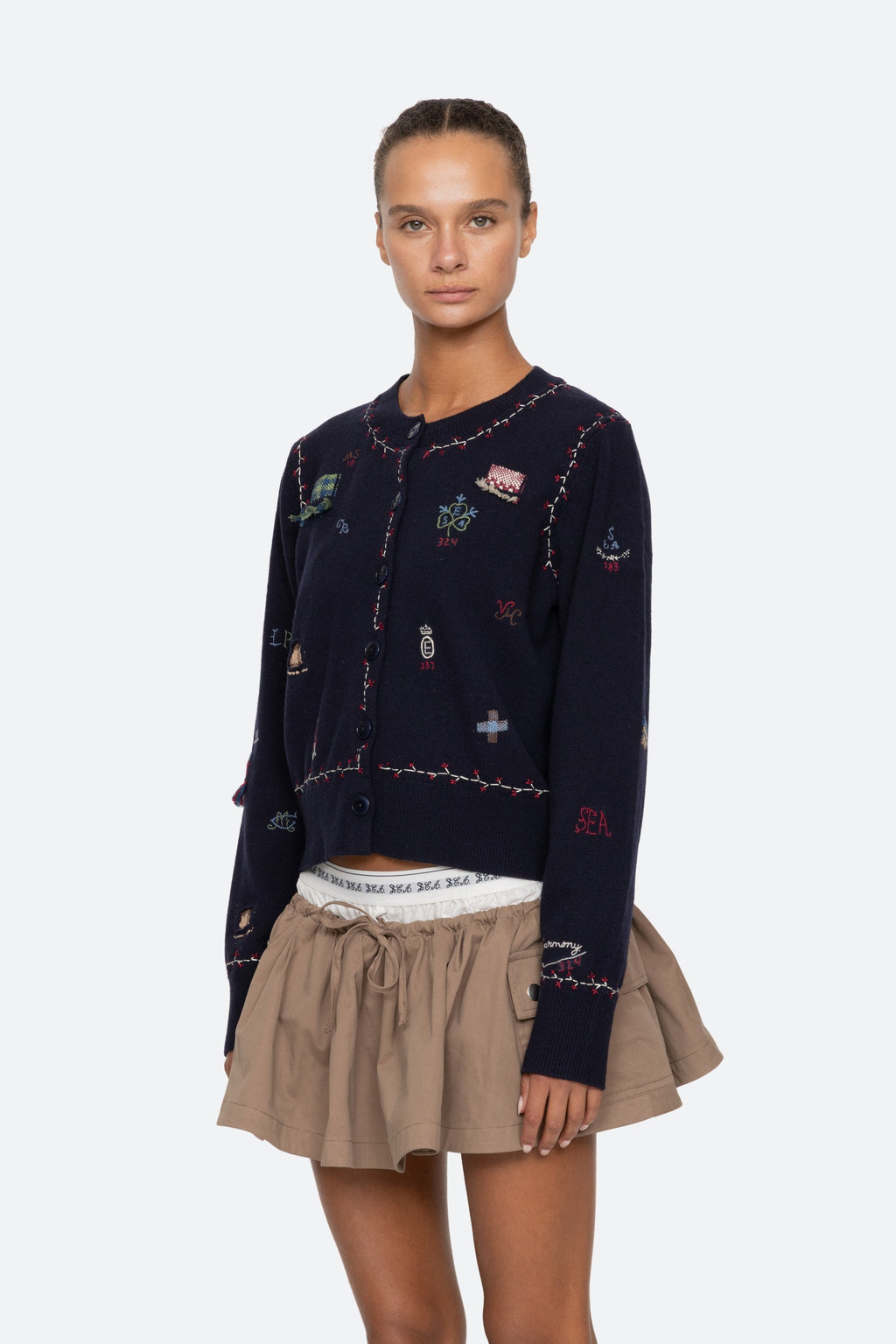 Sea New York Claira Embroidered Knit Cardigan