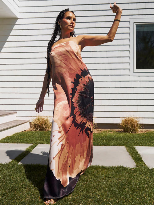 DIARRABLU Handbeaded Tubi Dress in Amor Rose
