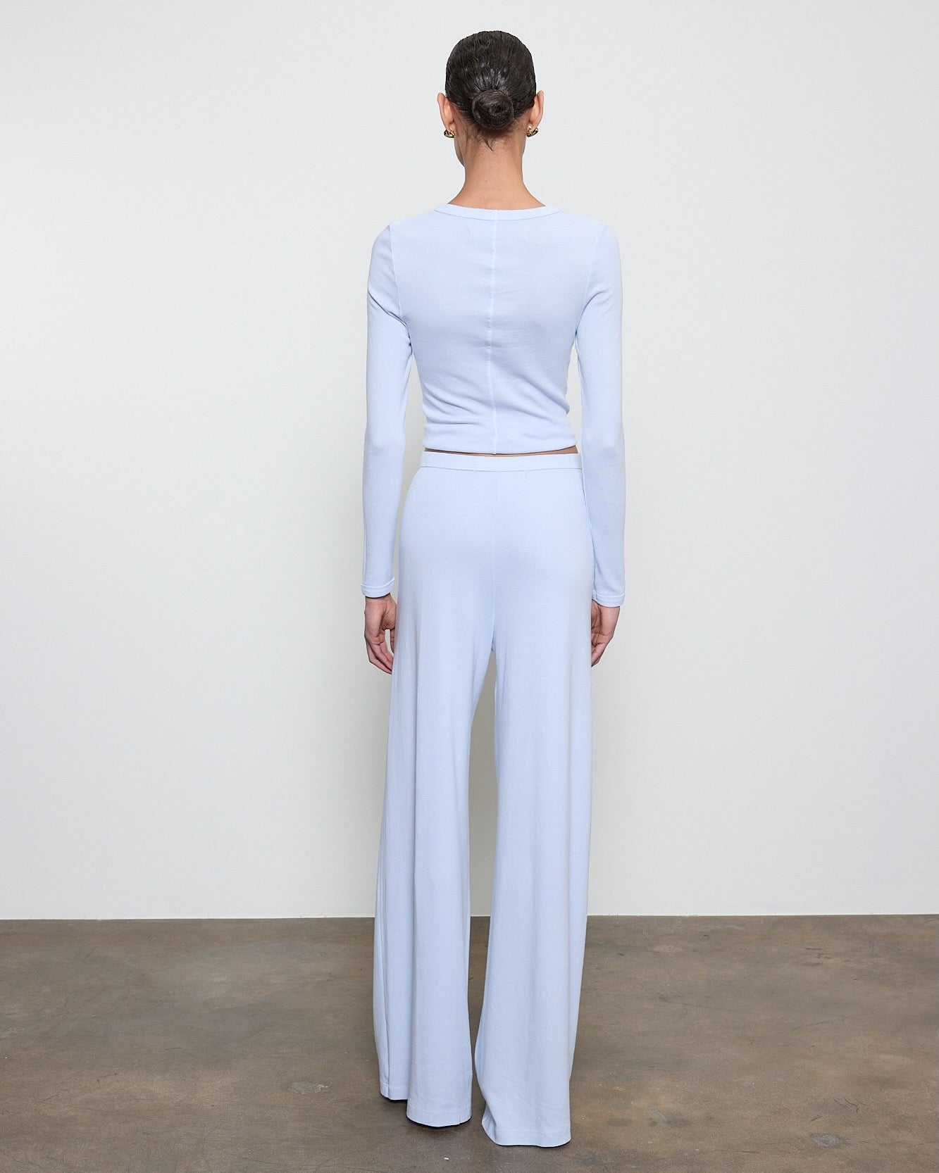 Enza Costa New Classic Long Sleeve Tee in Pale Blue