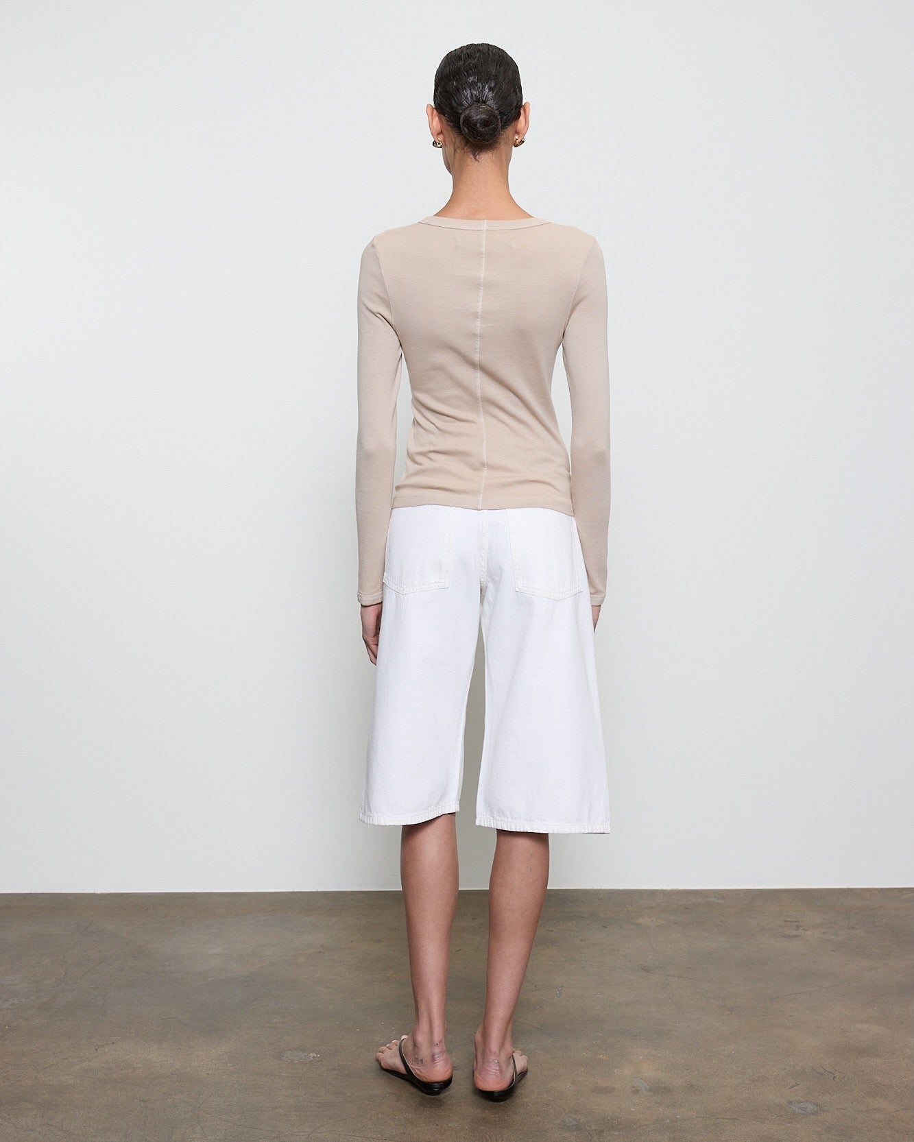 Enza Costa New Classic Long Sleeve Tee in Stone