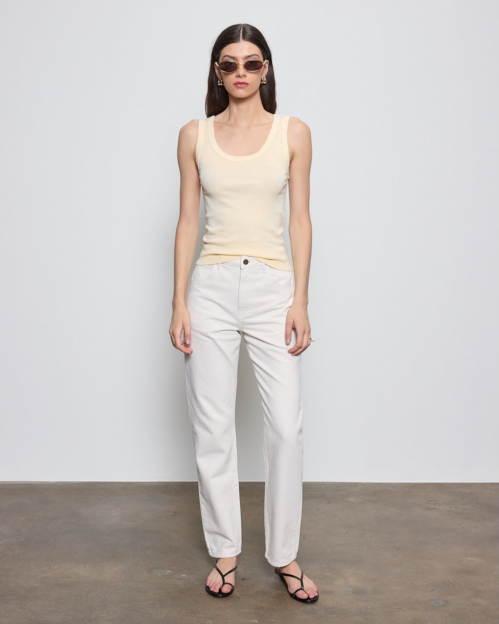 Enza Costa Supima Baby Rib Tank in Flan