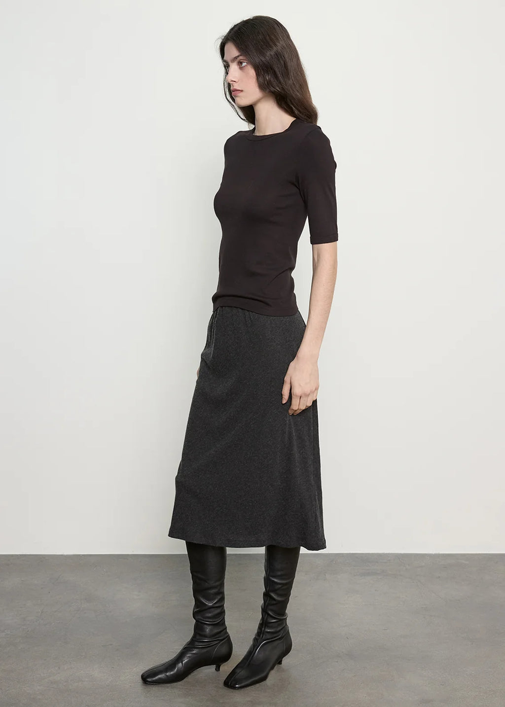Enza Costa New Classic Half Sleeve Tee in Black