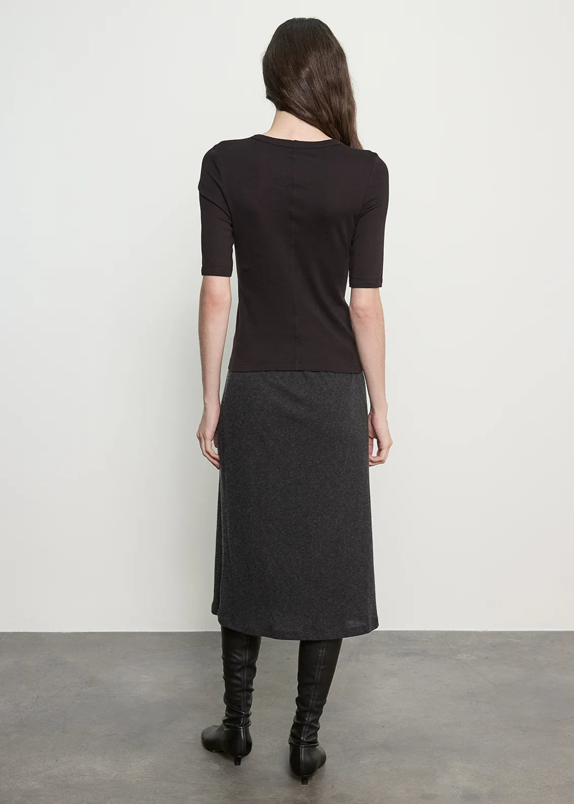 Enza Costa New Classic Half Sleeve Tee in Black