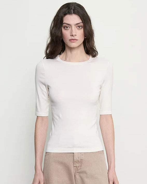 Enza Costa New Classic Half Sleeve Tee in Cloud