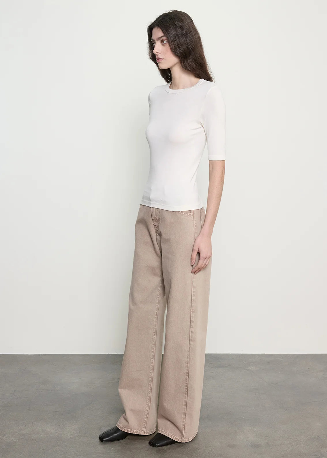 Enza Costa New Classic Half Sleeve Tee in Cloud