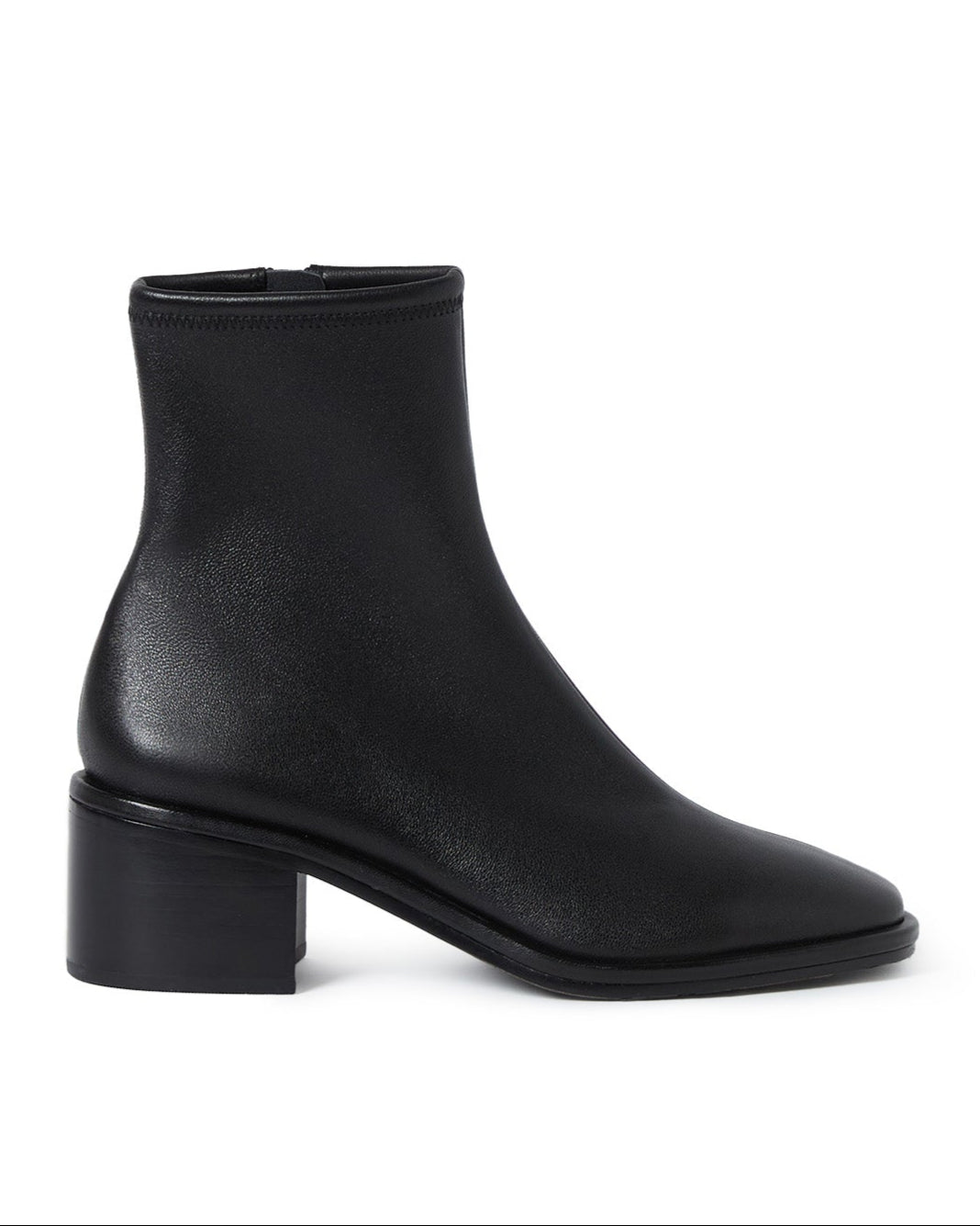 Black ankle boot on a white background