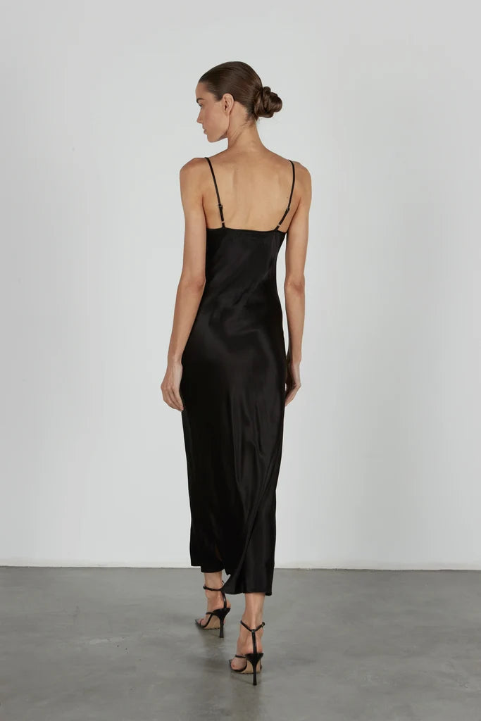 Enza Costa Bias Cut Slip Dress in Black