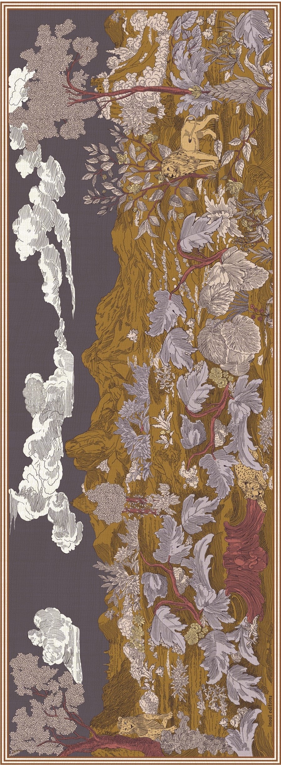 Decorative rug with floral pattern on a gray background