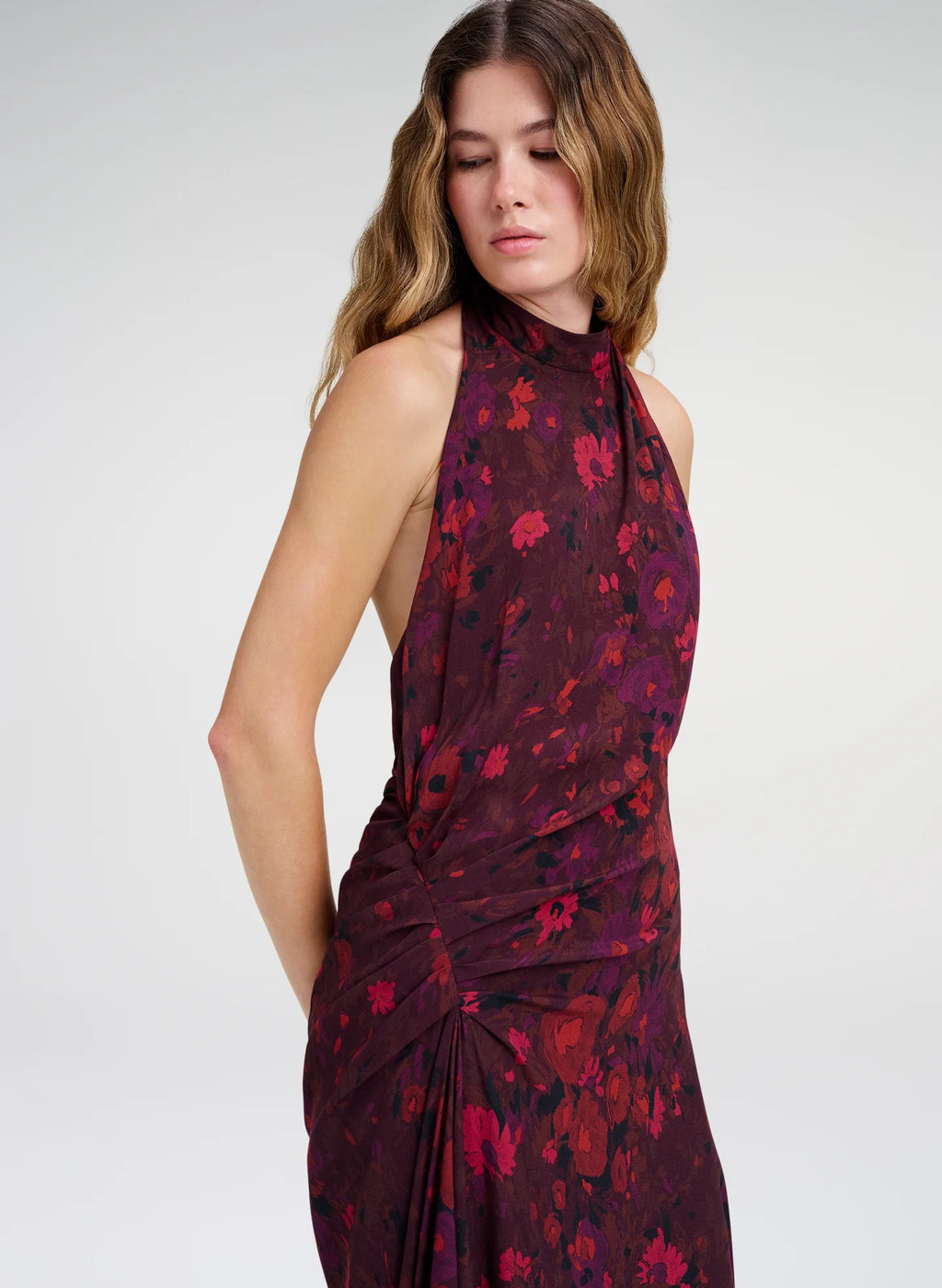 A.L.C. Scarlett Gown in Deep Mulberry Multi