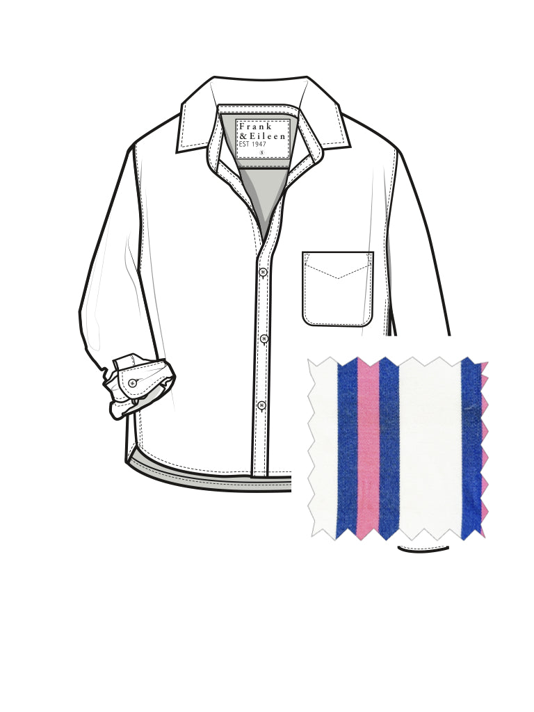 Frank & Eileen Silvio Shirt in Multi Magenta Stripe