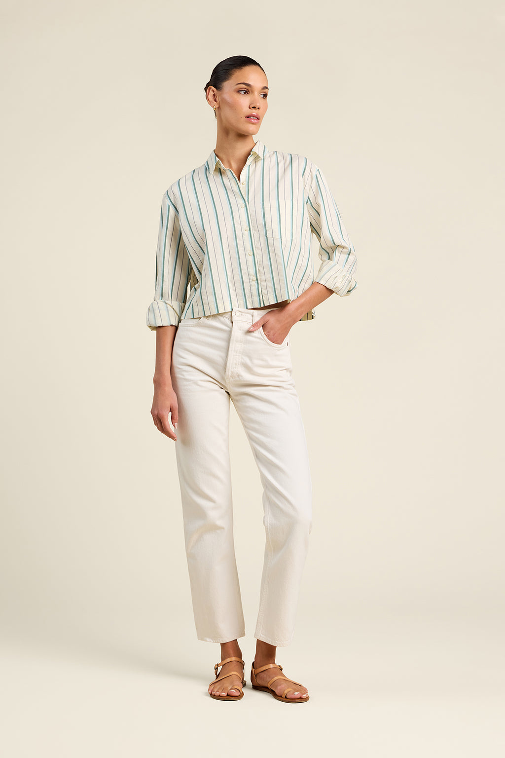 Trovata Nessa Shirt in Verde Stripes