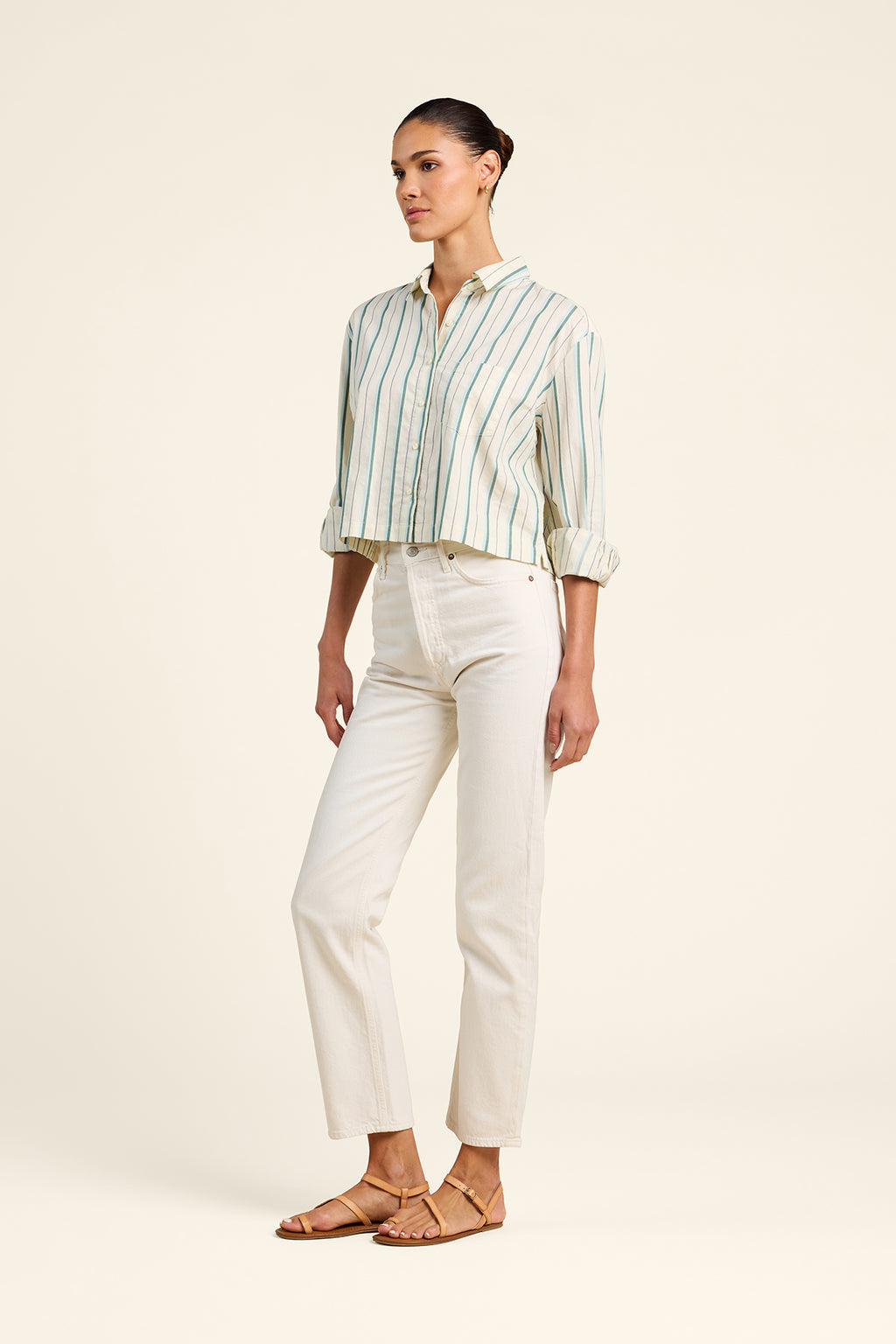 Trovata Nessa Shirt in Verde Stripes