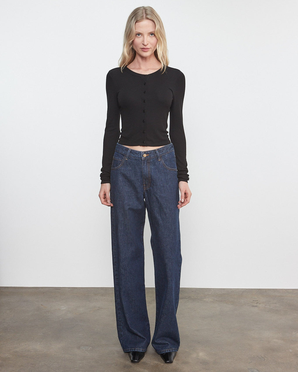 Enza Costa Silk Rib Essential Cardigan in Black