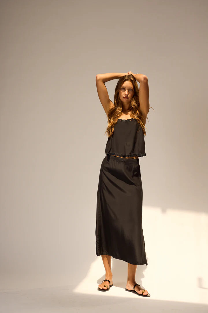 Natalie Martin Fern Cami in Black Silk