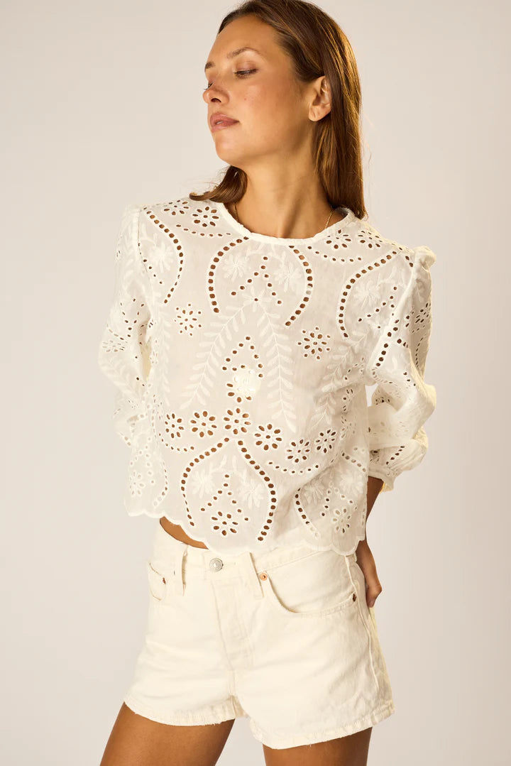 Natalie Martin Lisa Top in Athena Embroidery Salt