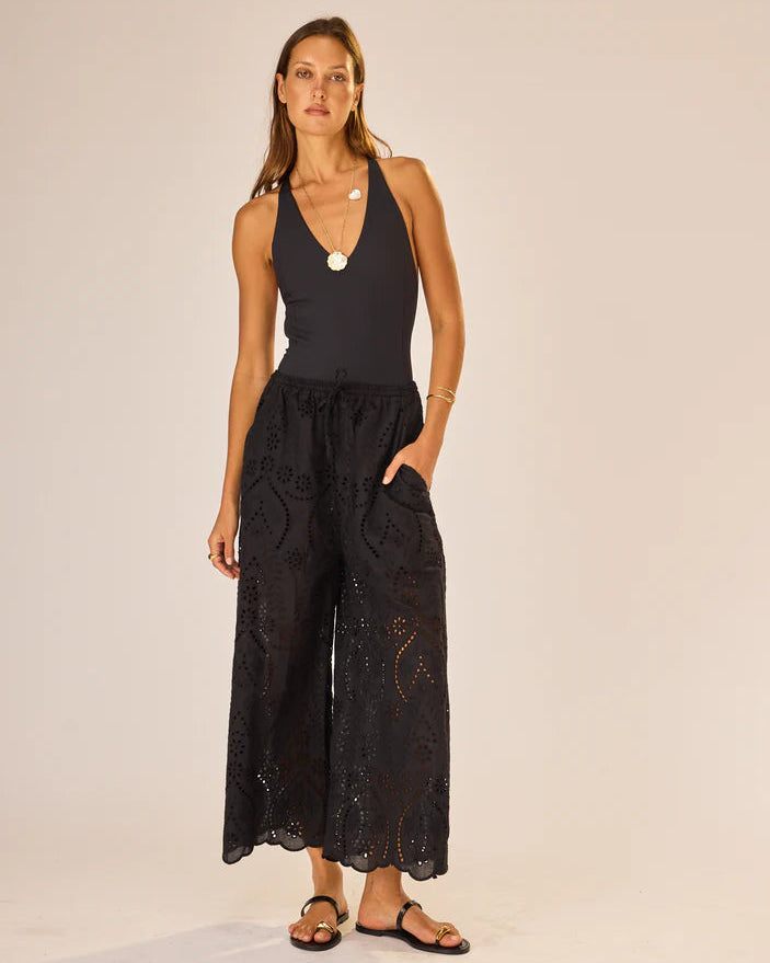 Natalie Martin Lauren Pant in Athena Embroidery Black