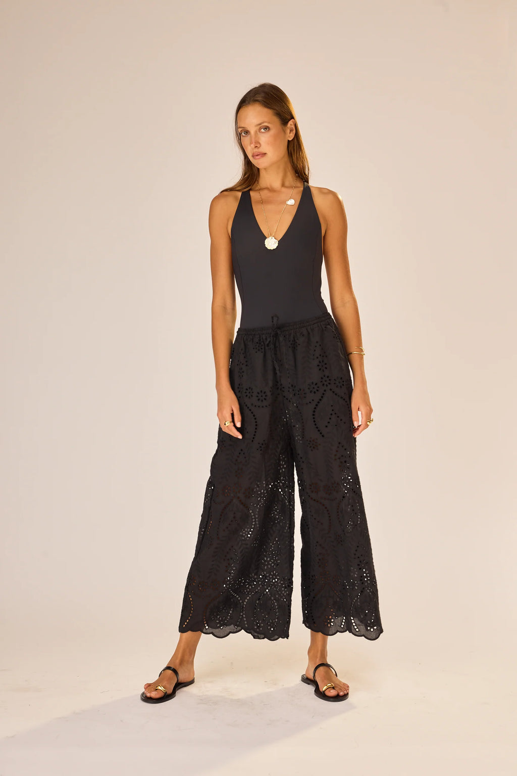 Natalie Martin Lauren Pant in Athena Embroidery Black