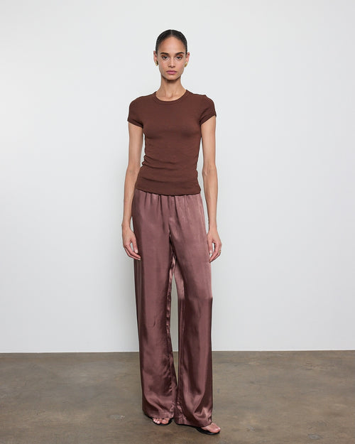 Enza Costa Fluid Twill Pant in Chocolate