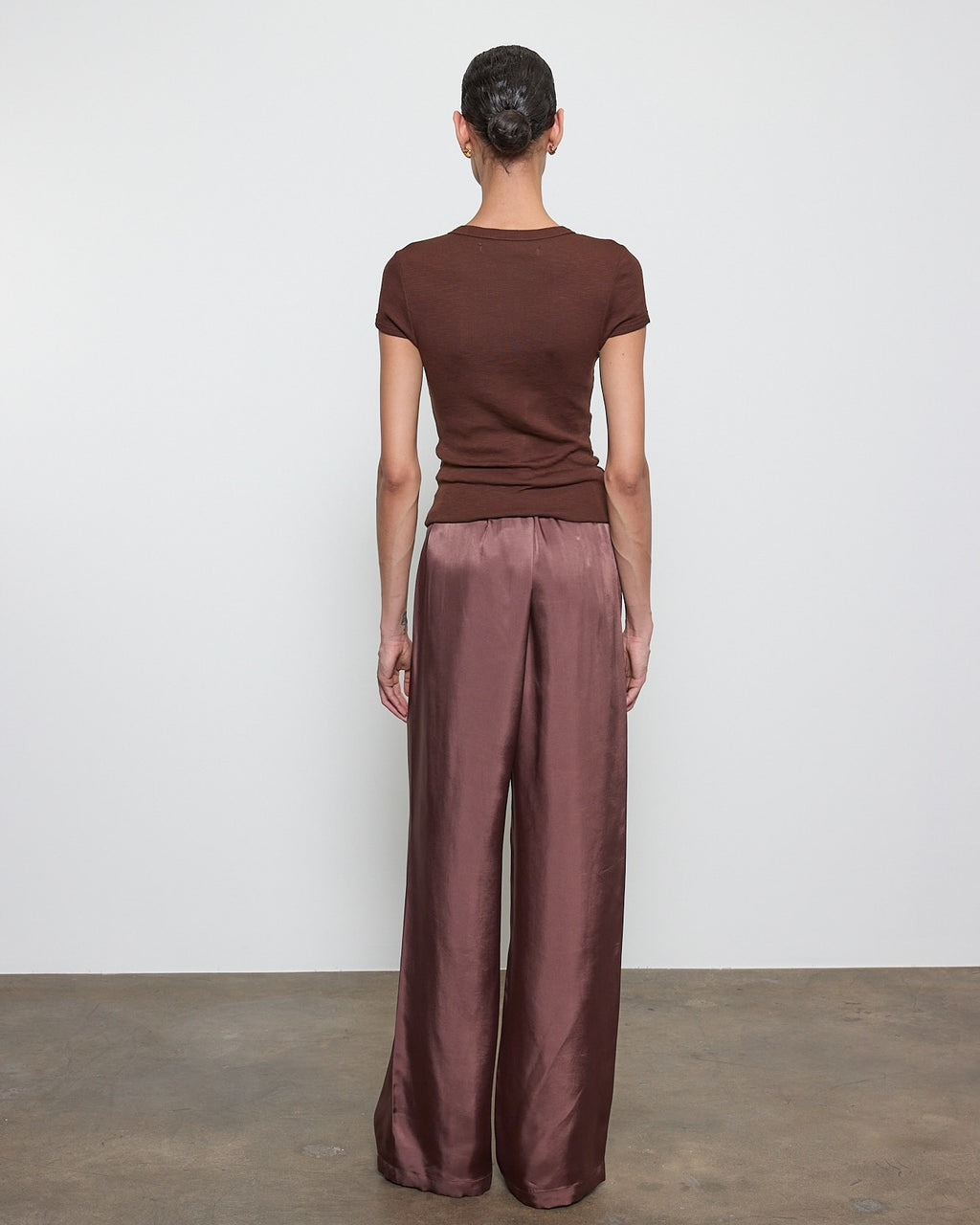 Enza Costa Fluid Twill Pant in Chocolate Brown