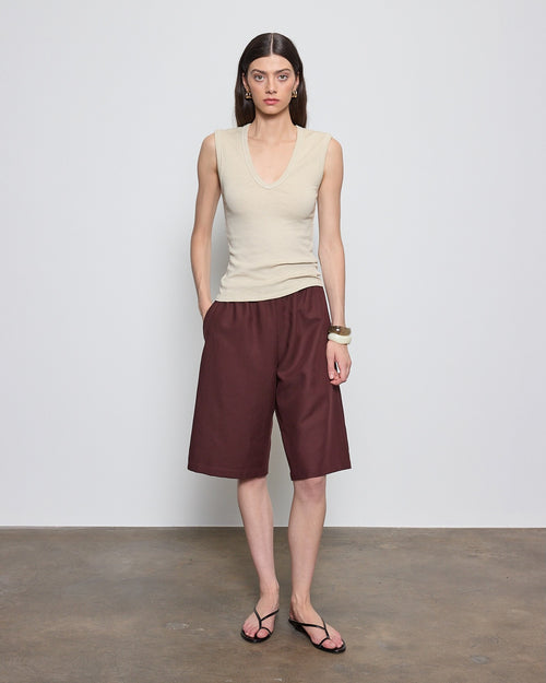 Enza Costa Textured Rib Sleeveless V in Beach Glass