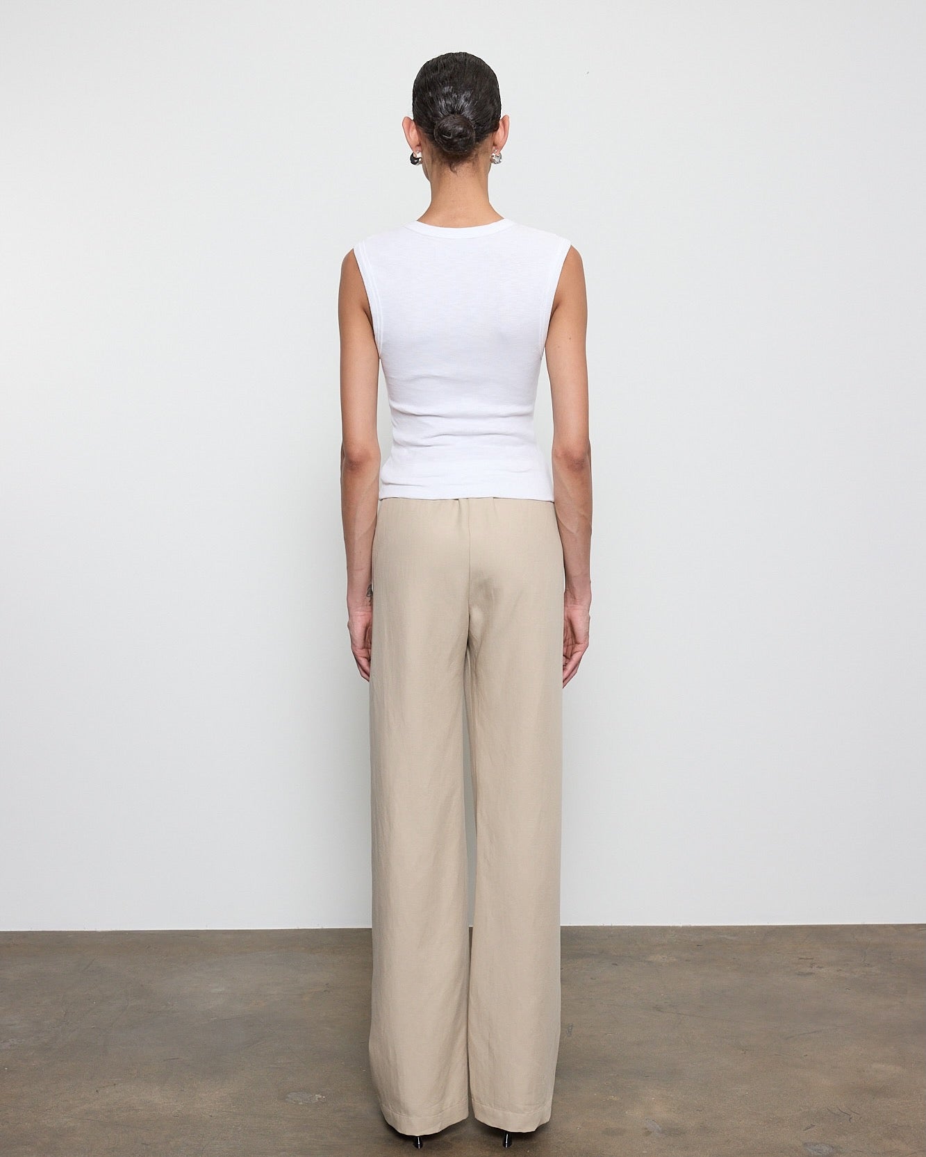 Enza Costa Textured Rib Sleeveless V in White