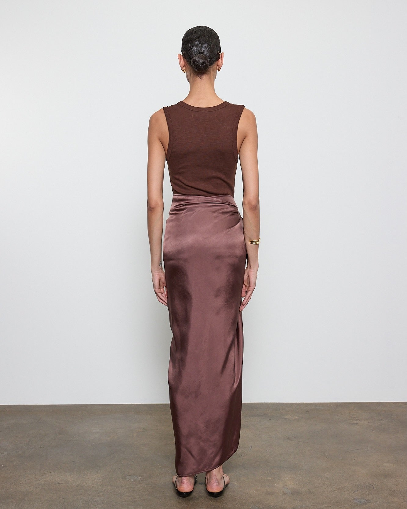 Enza Costa Textured Rib Sleeveless U in Chocolate