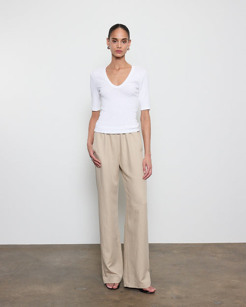 Enza Costa Textured Rib Half Sleeve U in White