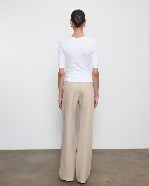 Enza Costa Textured Rib Half Sleeve U in White