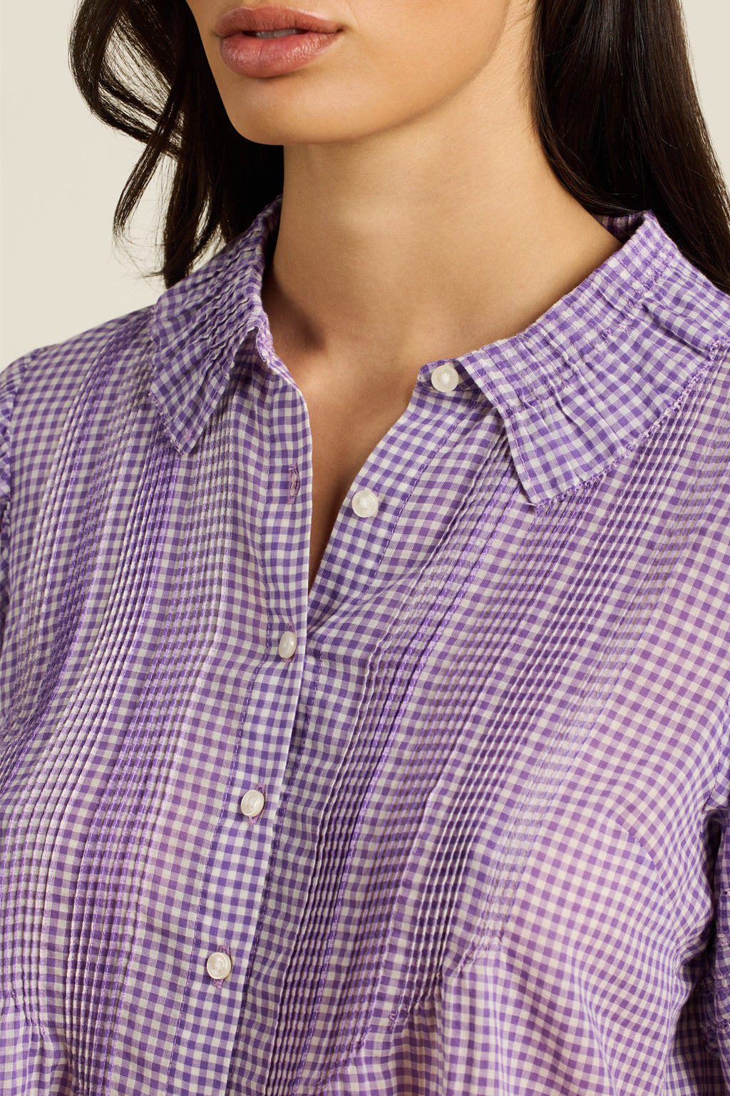 Trovata Jess Blouse in Lilac Gingham