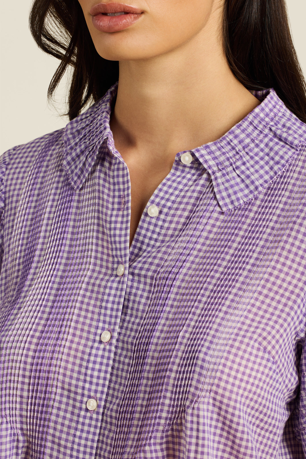 Trovata Jess Blouse in Lilac Gingham