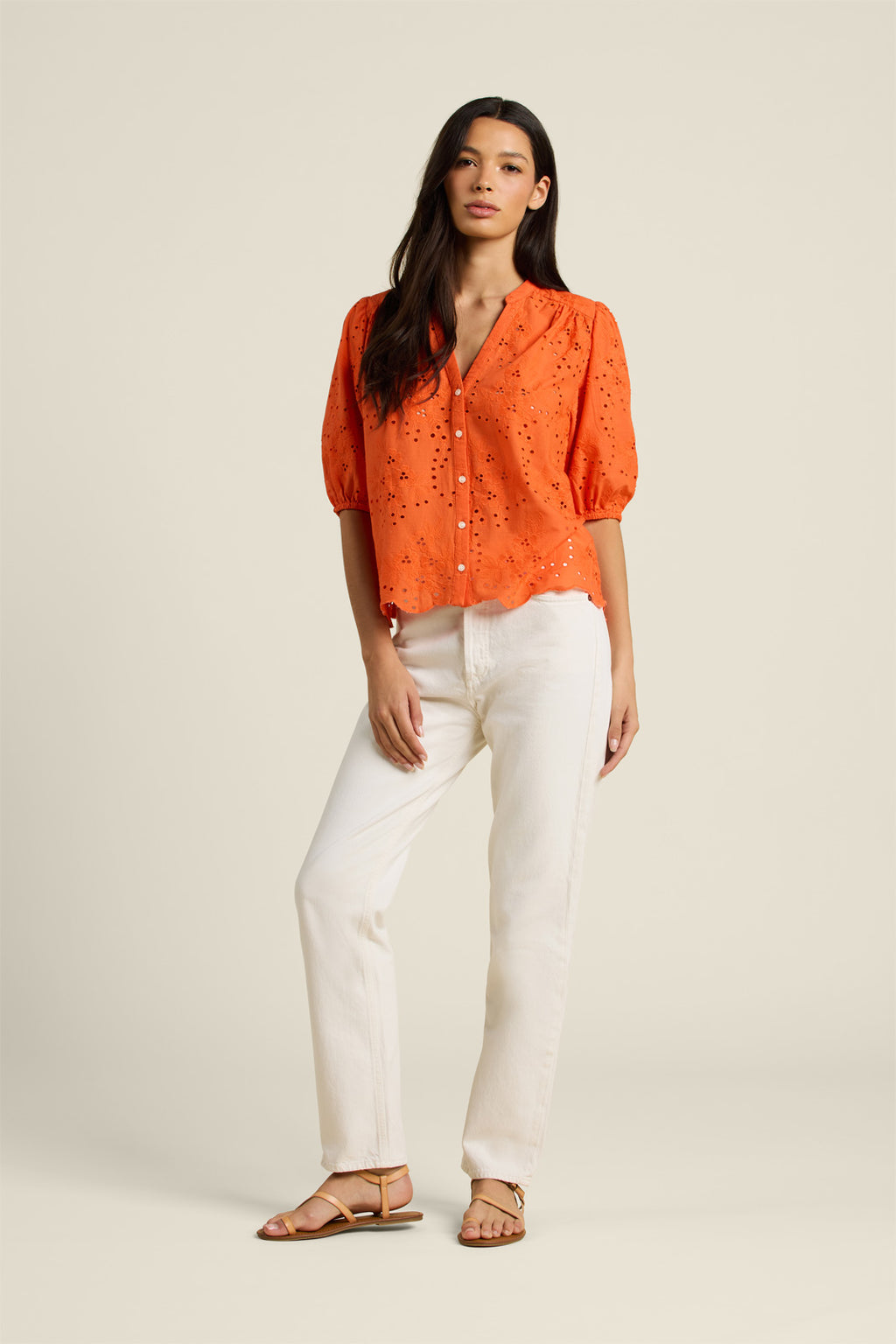Trovata Loren Blouse in Vermillion Eyelet