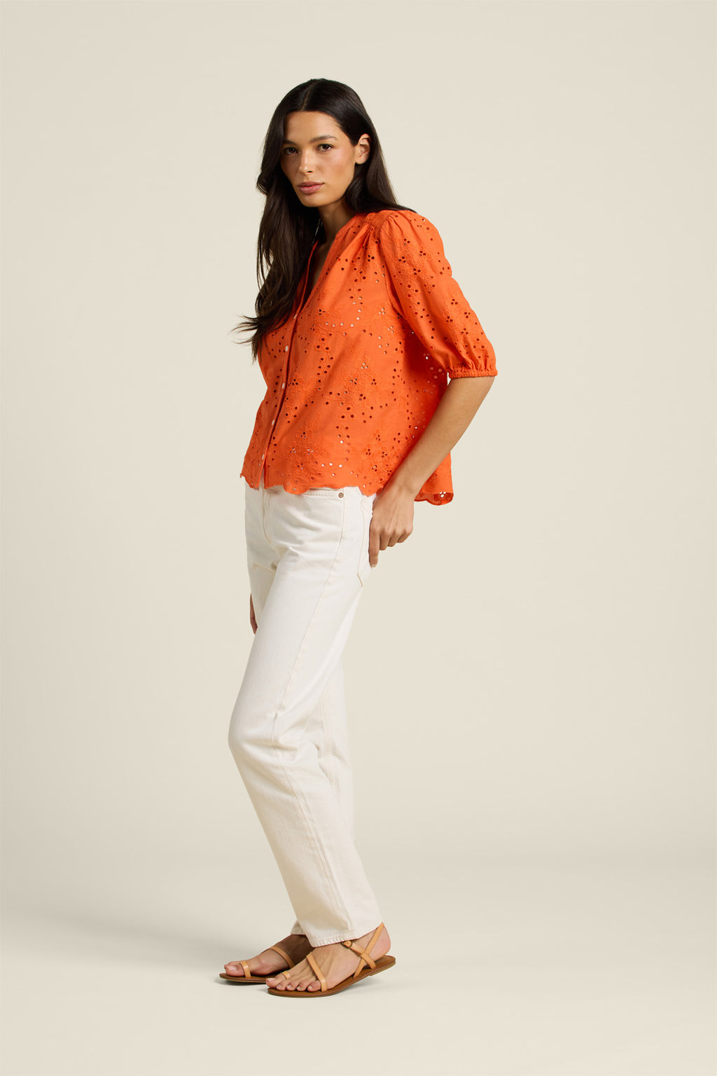 Trovata Loren Blouse in Vermillion Eyelet