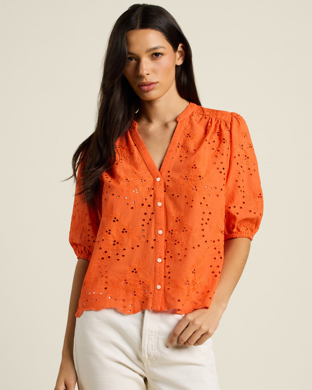 Trovata Loren Blouse in Vermillion Eyelet