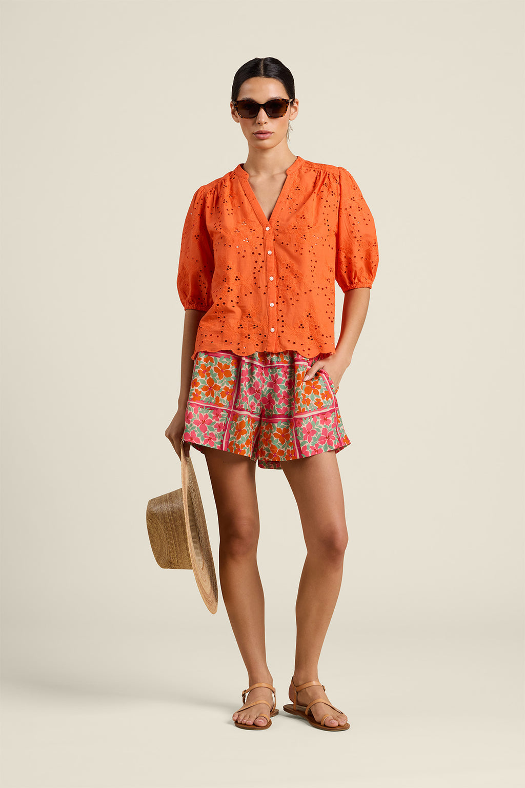 Trovata Loren Blouse in Vermillion Eyelet