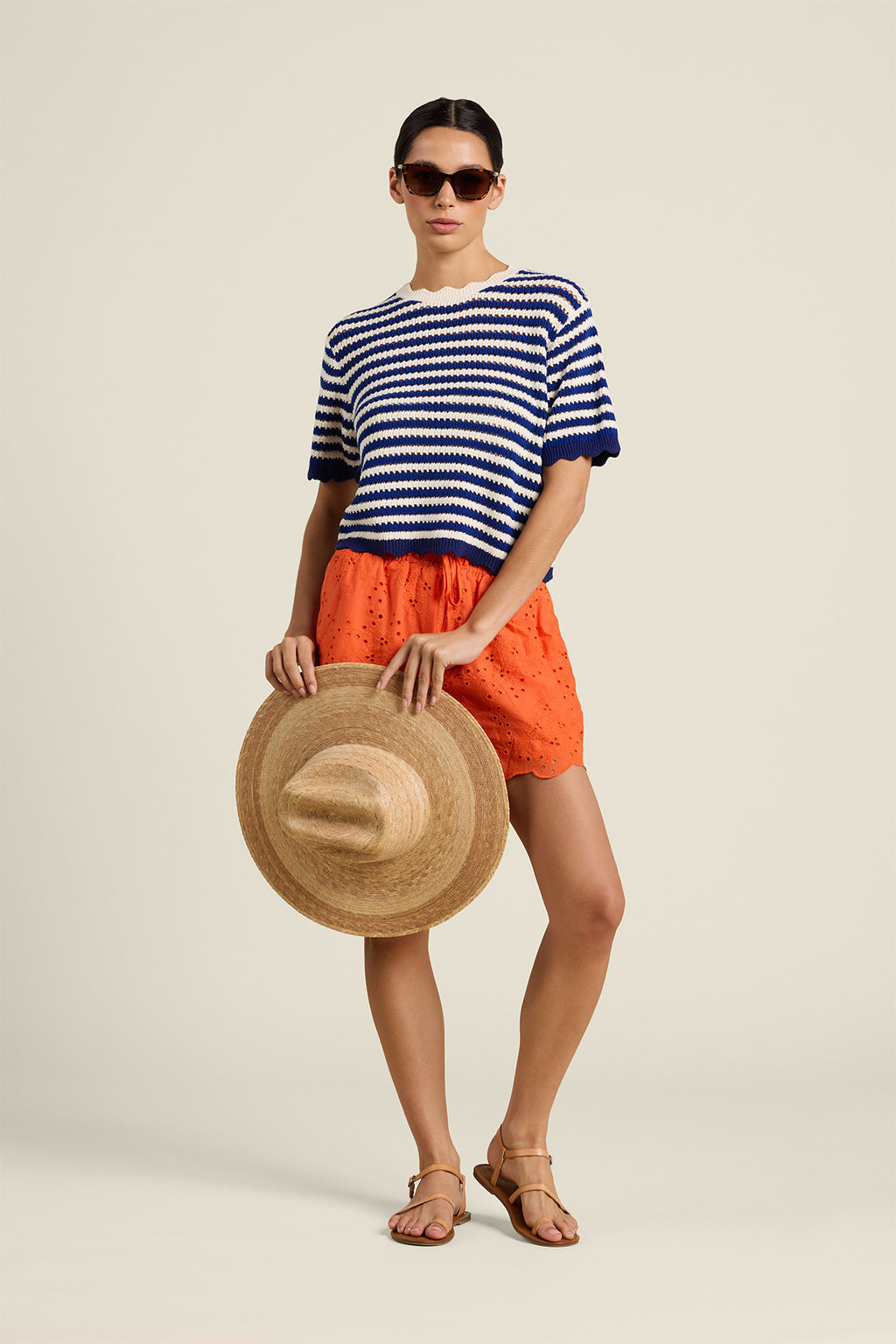 Trovata Jules Sweater T-Shirt in Navy & White Stripe
