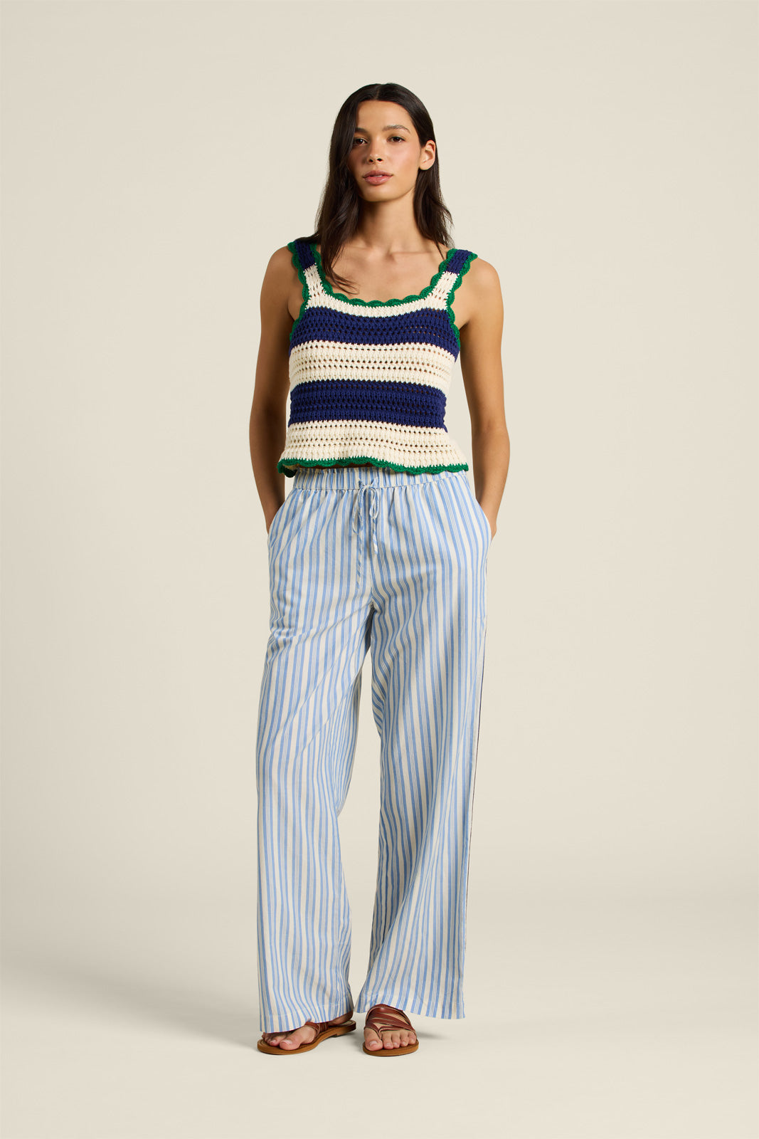 Trovata Justine Sweater Tank in Navy & White Stripe