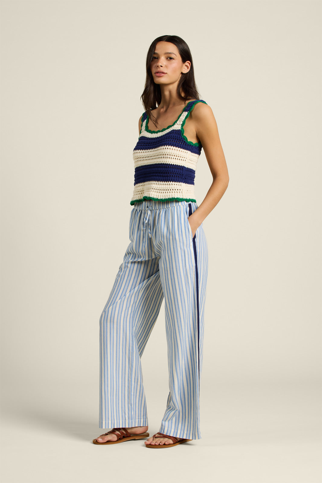 Trovata Justine Sweater Tank in Navy & White Stripe