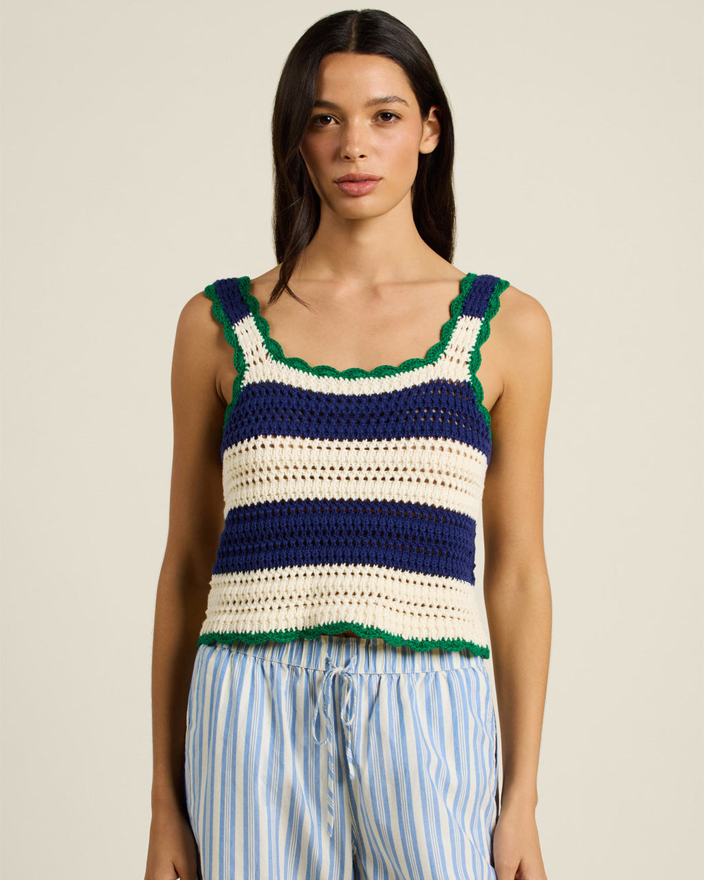 Trovata Justine Sweater Tank in Navy & White Stripe