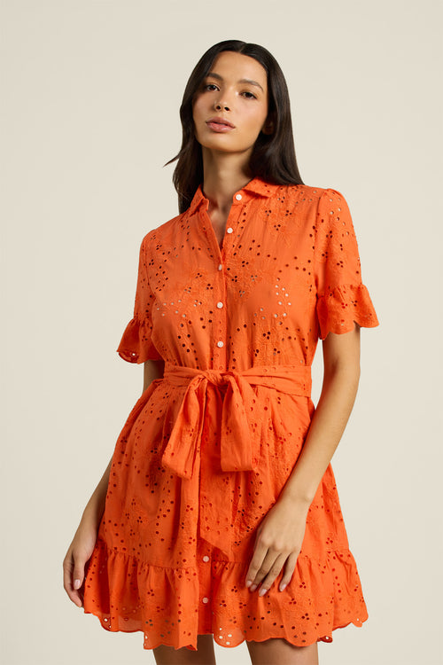 Trovata Martinique Dress in Vermillion Eyelet