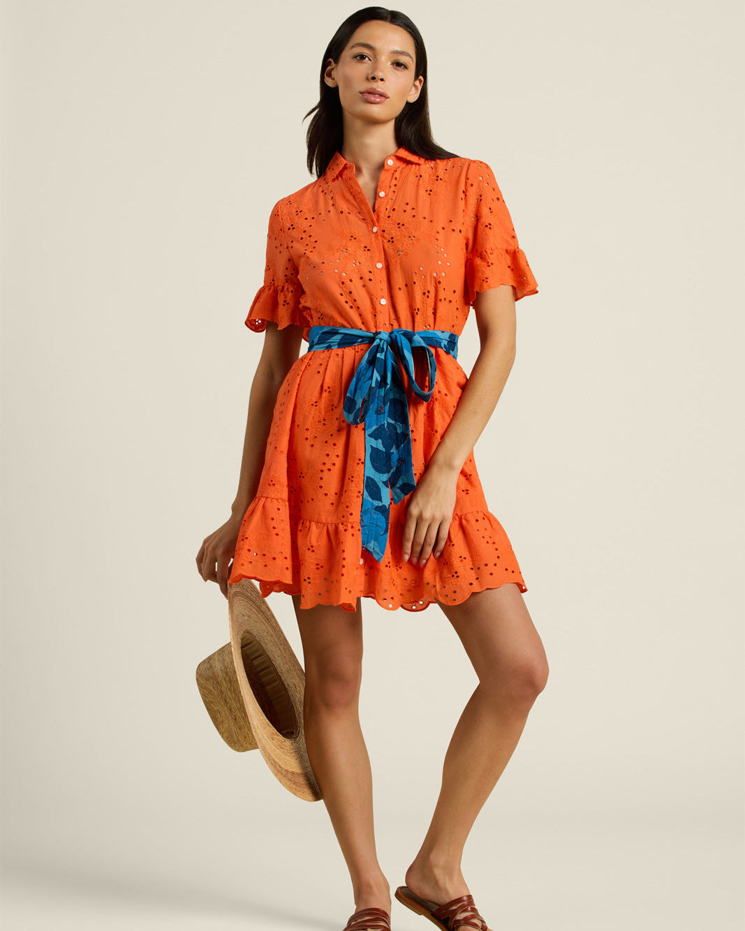 Trovata Martinique Dress in Vermillion Eyelet