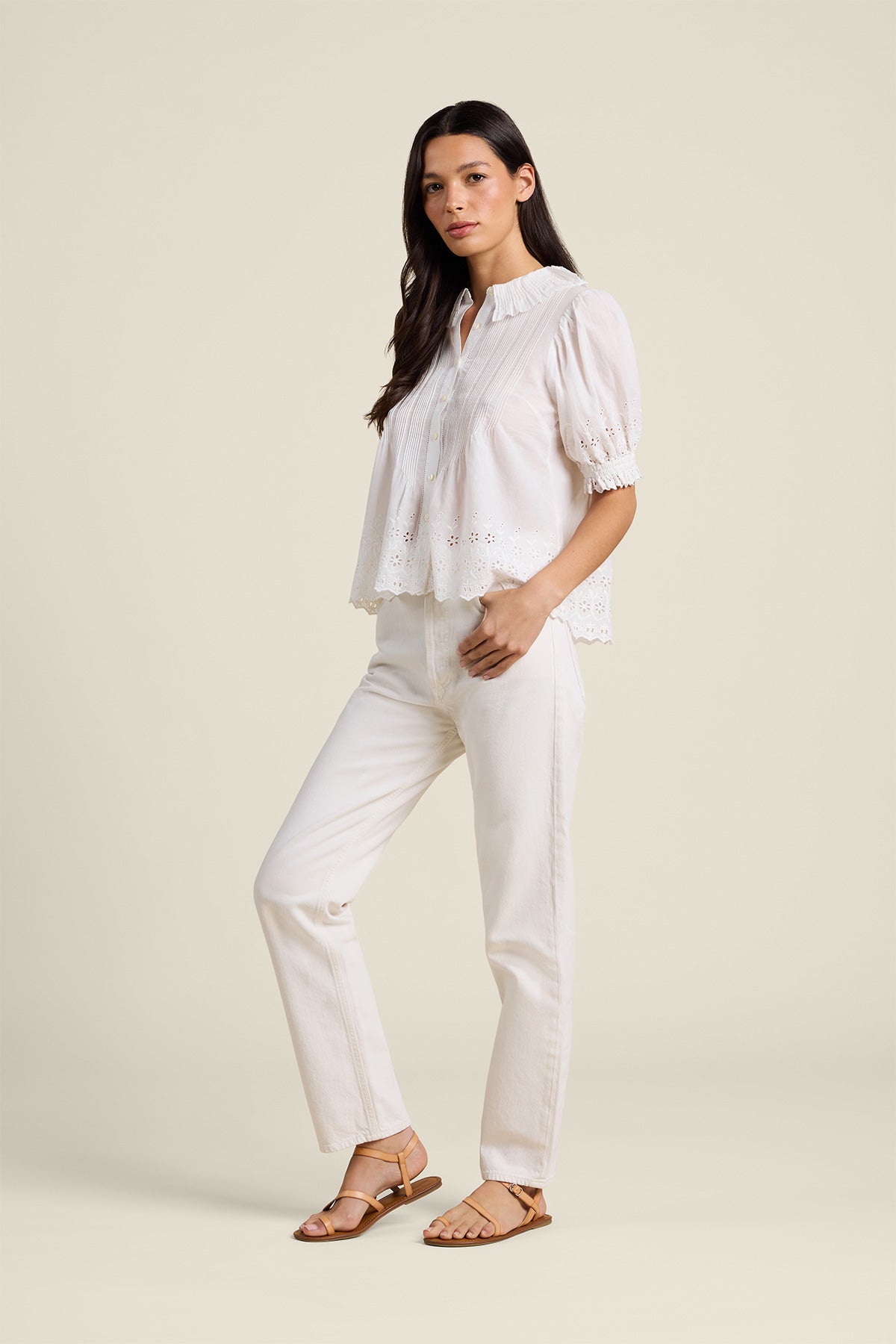 Trovata Jess Blouse in White Eyelet