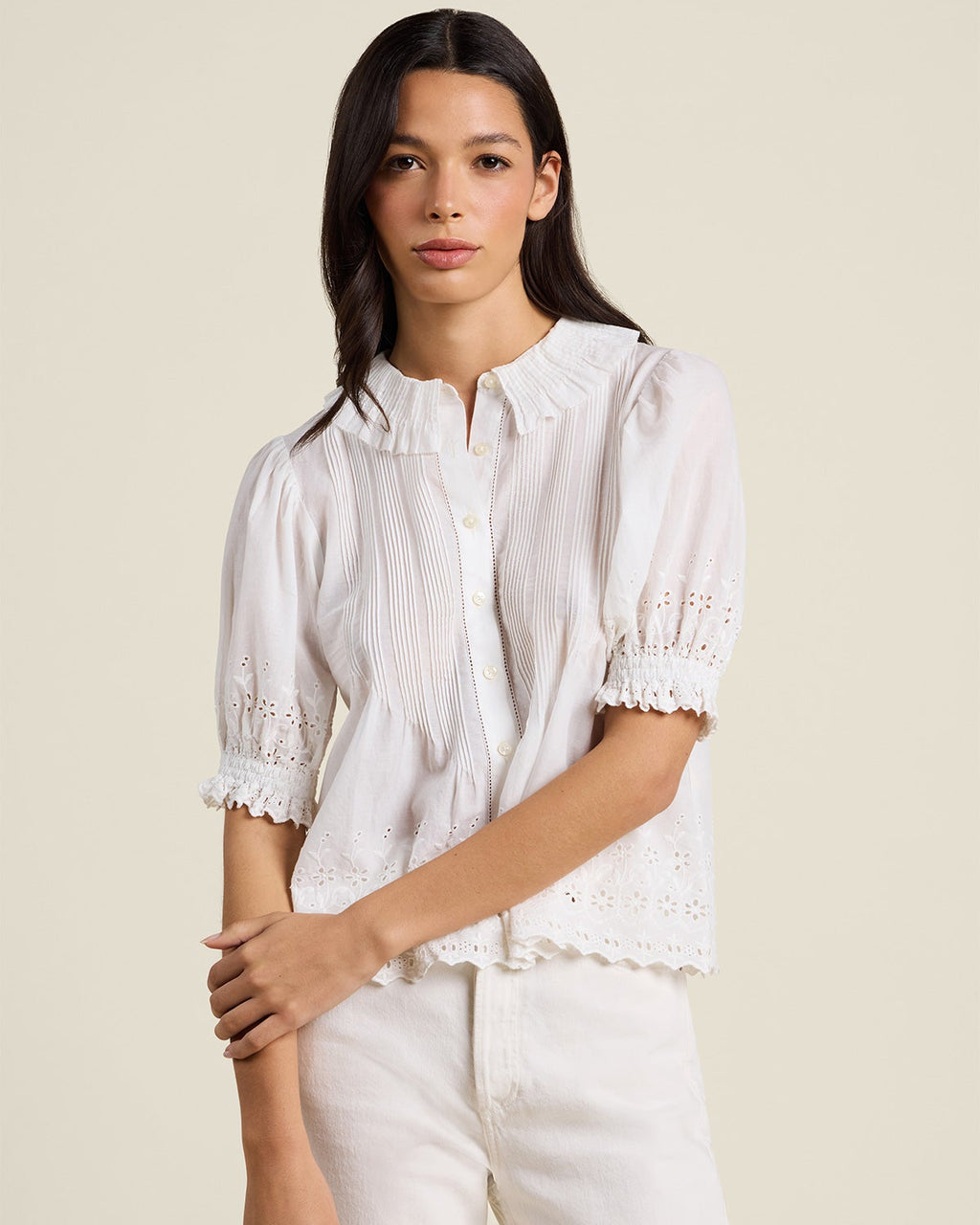 Trovata Jess Blouse in White Eyelet