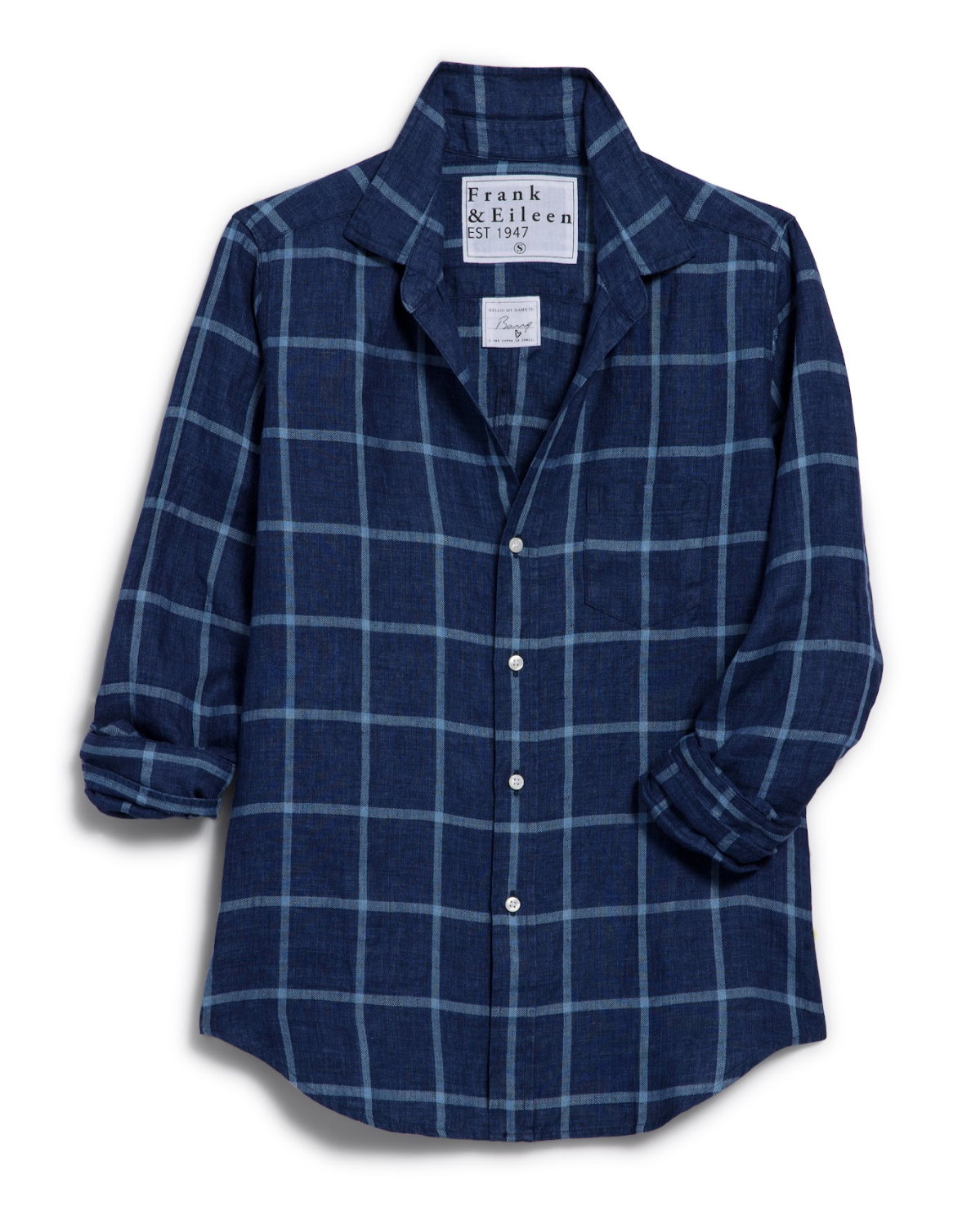 Blue plaid shirt on a white background